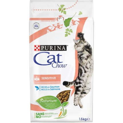 Comida para gatos con salmón sensible, 1,5 kg